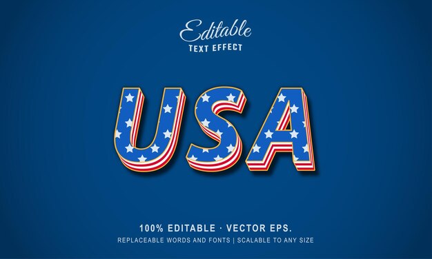 Efecto de texto 3D USA en Vector
