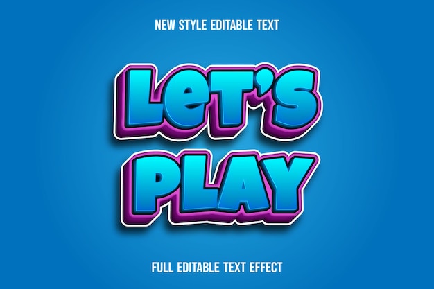 Efecto de texto 3d vamos a jugar color degradado azul y rosa