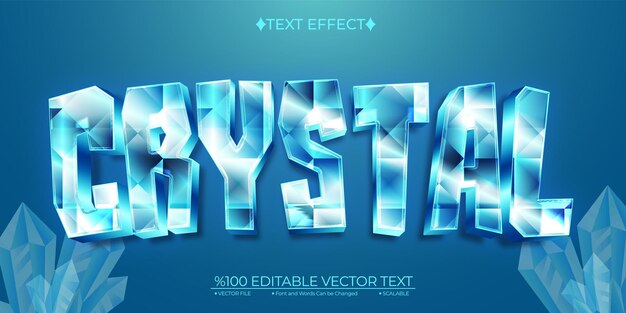 Vector efecto de texto 3d de vector editable de cristal azul