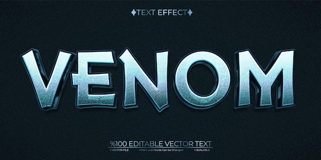 Efecto de texto 3D de vector editable de veneno líquido azul