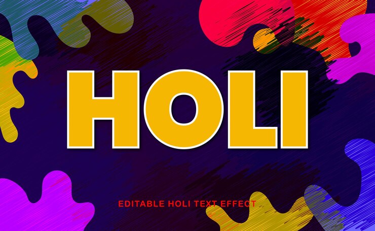 Vector efecto de texto 3d del vector feliz de holi