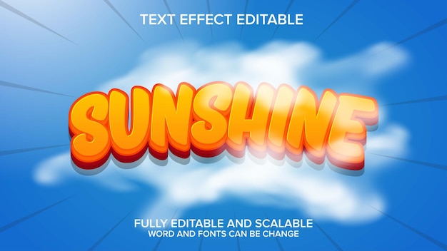 Efecto de texto 3D vector de luz solar editable