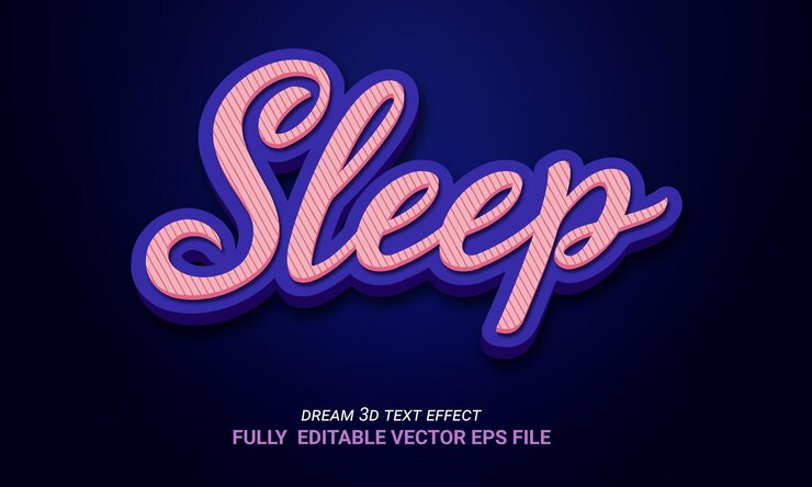 Vector efecto de texto 3d de vector de sueño