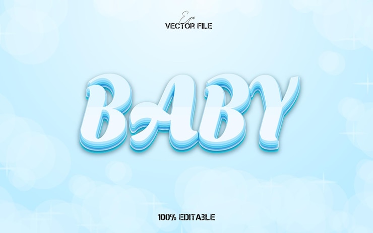 Efecto de texto 3D vectorial de Baby Eps