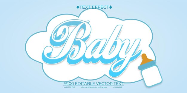 Efecto de texto 3D vectorial editable de bebé suave azul