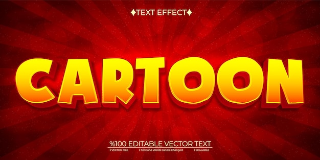 Efecto de texto 3D vectorial editable de dibujos animados
