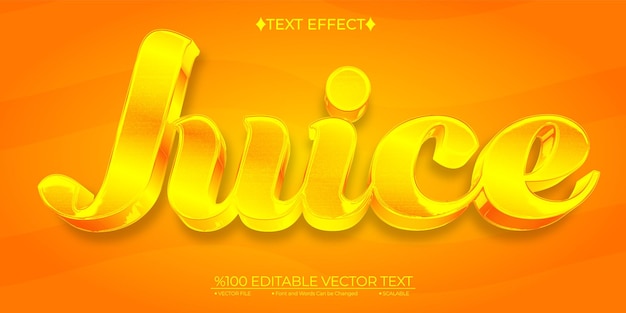 Efecto de texto 3D vectorial editable de jugo de naranja