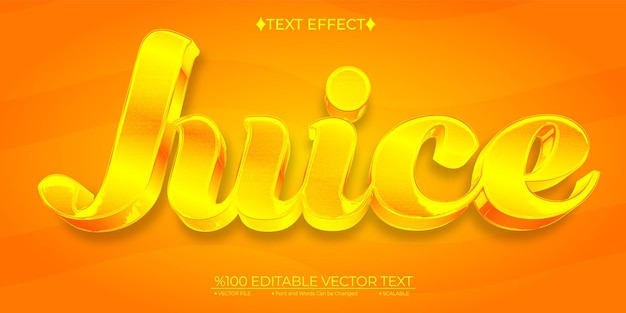 Vector efecto de texto 3d vectorial editable de jugo de naranja