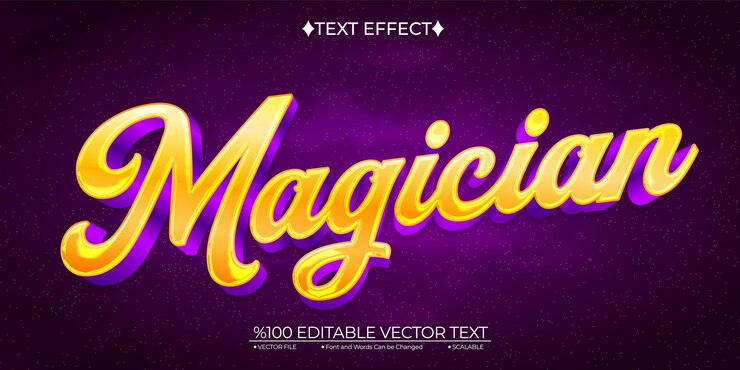 Vector efecto de texto 3d vectorial editable de mago brillante