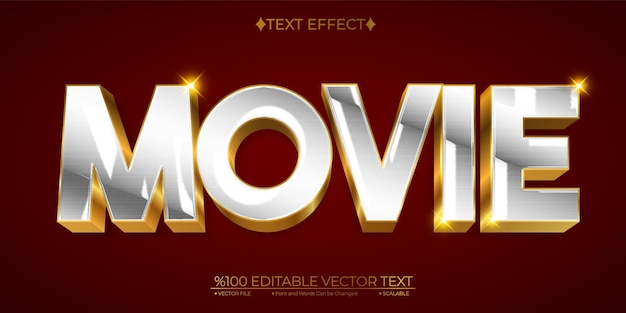 Efecto de texto 3D vectorial editable de película dorada