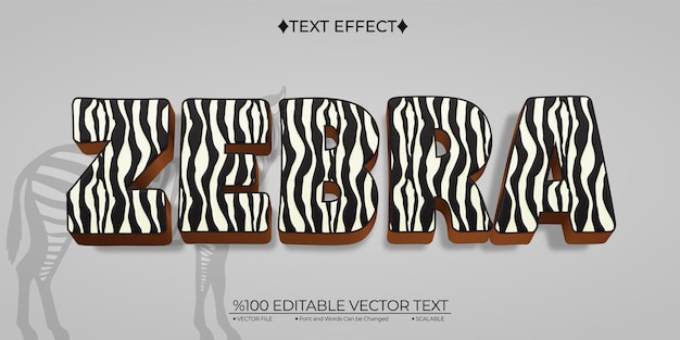 Efecto de texto 3d vectorial editable savanna zebra