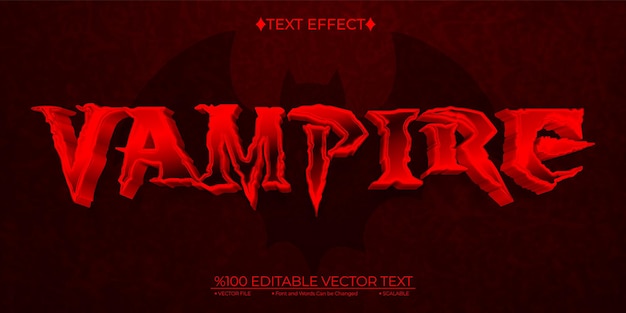 Efecto de texto 3D vectorial editable de vampiro