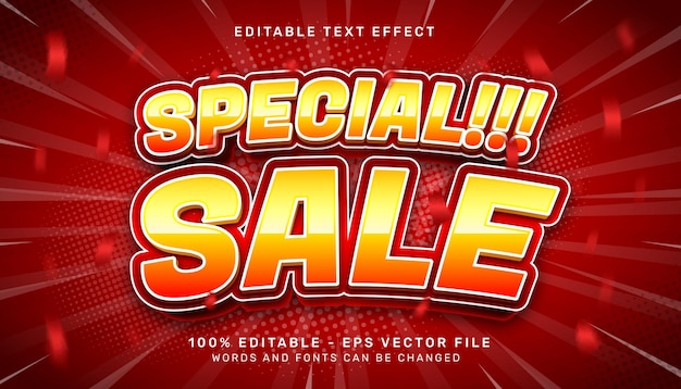 efecto de texto 3d de venta especial y efecto de texto editable