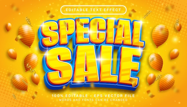 efecto de texto 3d de venta especial y efecto de texto editable