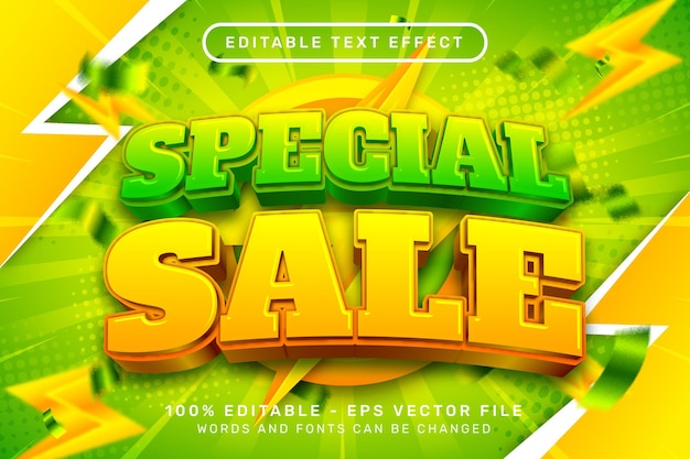 Efecto de texto 3d de venta especial y efecto de texto editable