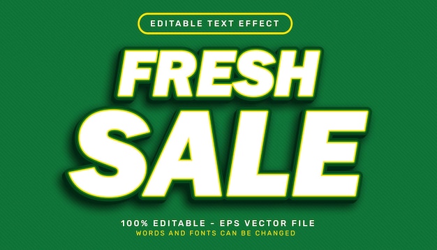 efecto de texto 3d de venta fresca y efecto de texto editable