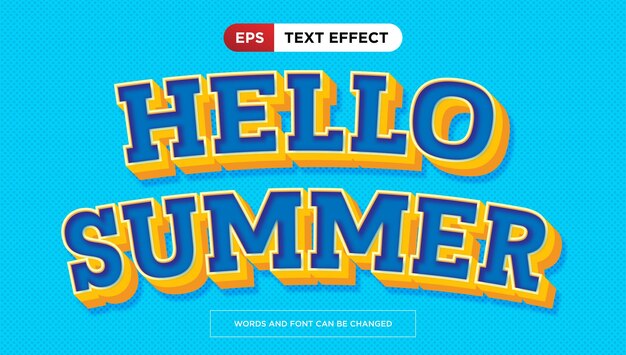 efecto de texto 3d de verano amarillo estilo de texto de título cómico editable