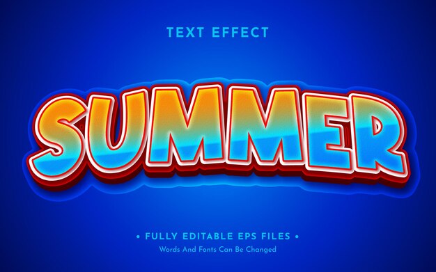 Efecto de texto 3D de verano Ilustrador totalmente editable para vector