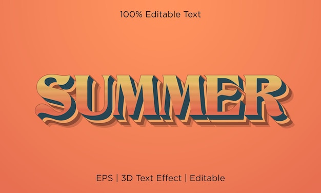 Vector efecto de texto 3d de verano