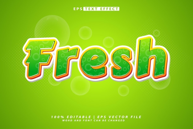 Efecto de texto 3d verde fresco editable