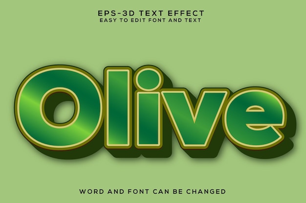 Efecto de texto 3d verde oliva