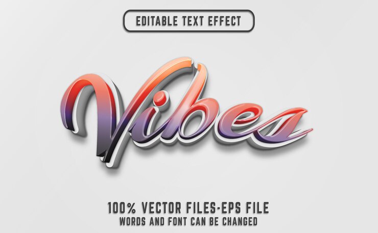 Vector efecto de texto 3d vibes vectores premium