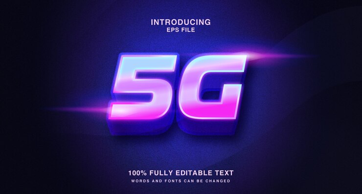 Vector efecto de texto 3d vibrante moderno, ilustraciones de estilo neón 5g