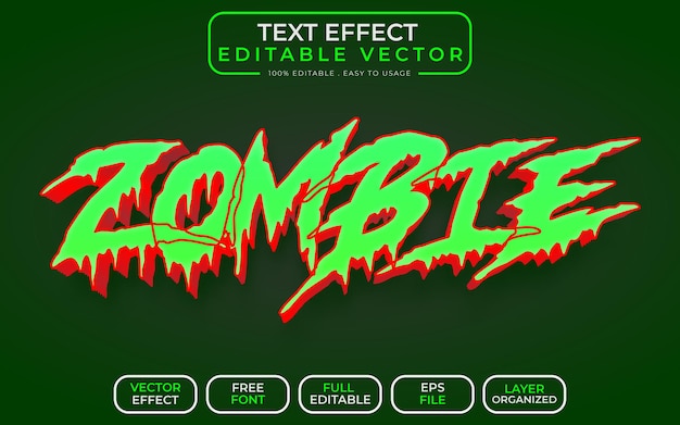Efecto de texto 3d zombie archivo vectorial eps