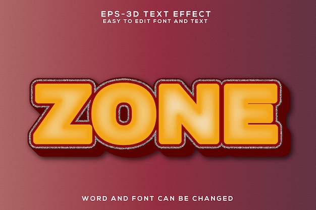 Efecto de texto 3D de zona