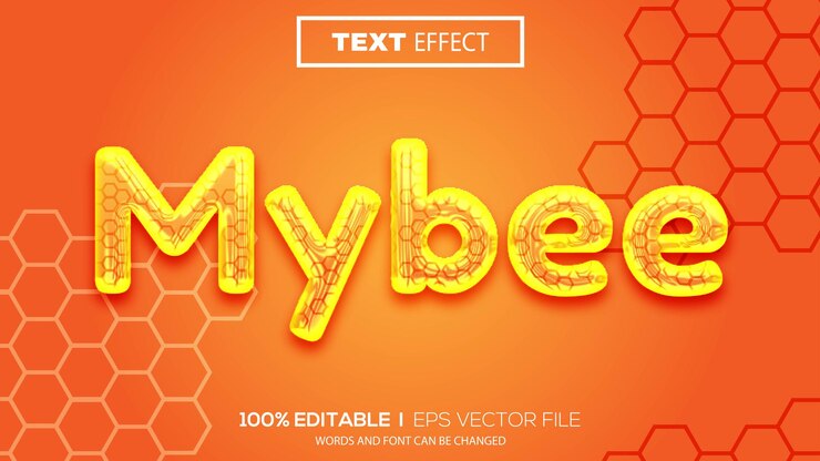 Vector efecto de texto de abeja 3d efecto de texto editable