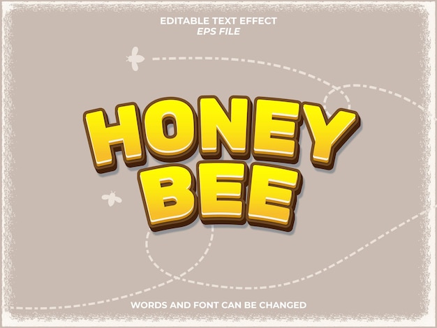 efecto de texto de abeja de miel, fuente editable, tipografía, texto 3d. plantilla vectorial