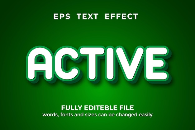 Efecto de texto activo Estilo 3d Editable Premium Vector