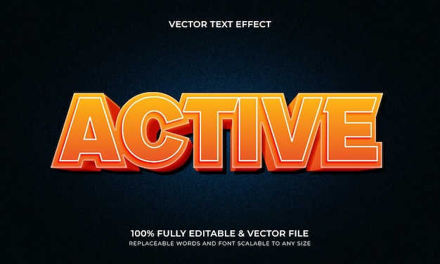 Efecto de texto activo totalmente editable y efecto de texto de estilo 3d