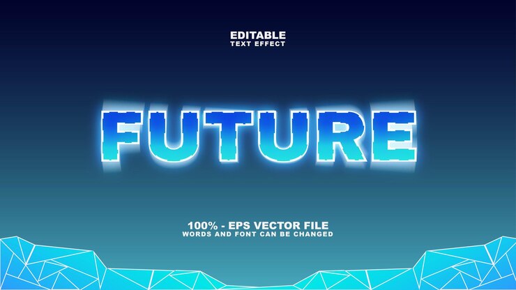 Vector efecto de texto con la adición de elementos de tecnología futura
