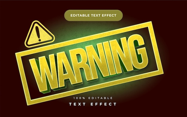 Efecto de texto de advertencia para ilustrador.