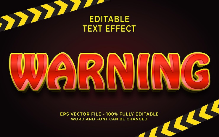Vector efecto de texto de advertencia
