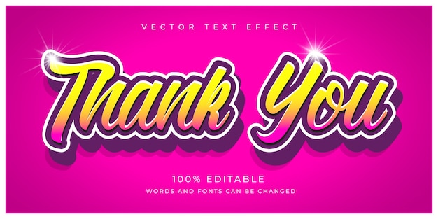 Vector efecto de texto de agradecimiento