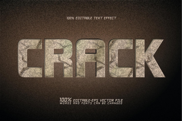 Vector efecto de texto agrietado