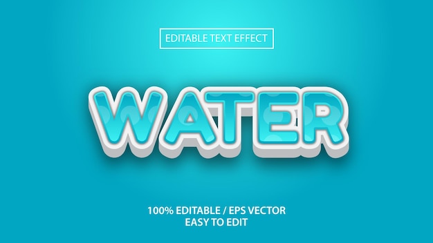 Vector efecto de texto agua con color azul que puedes editar de nuevo