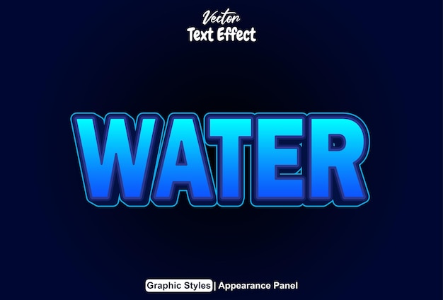 Efecto de texto de agua con estilo gráfico de color azul y editable