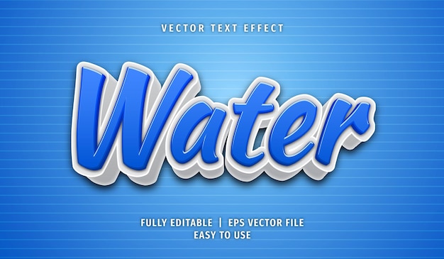 Efecto de texto de agua, estilo de texto editable