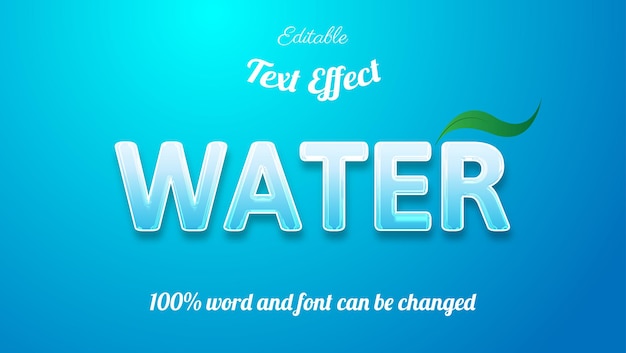 Vector el efecto de texto de agua con fuente y palabra se puede cambiar