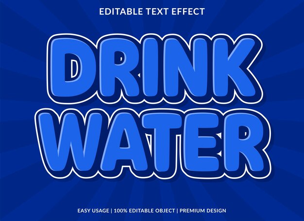 Efecto de texto de agua potable tipografía estilo de fuente plantilla estilo de dibujos animados lindo para logotipo de negocios y salvado