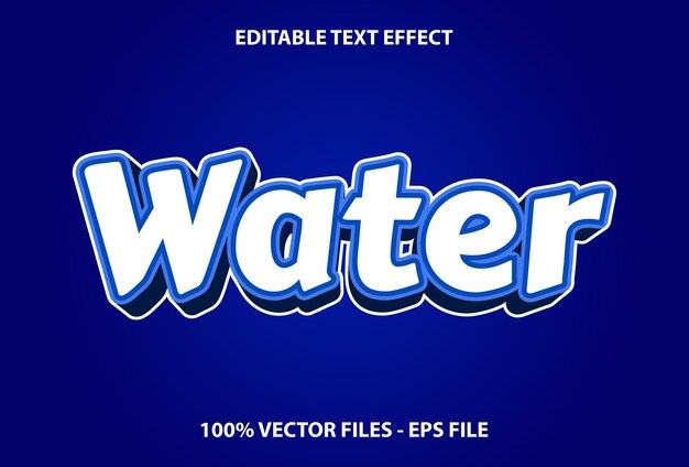 Efecto de texto de agua sobre fondo azul Efectos de texto editables para plantillas