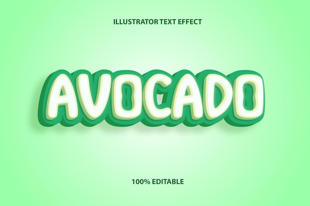 Vector efecto de texto de aguacate o estilo de efecto de texto de fruta