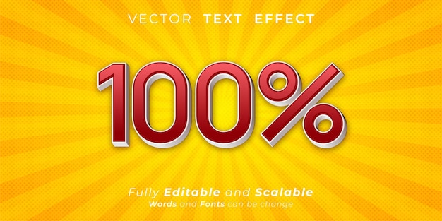 Efecto de texto al 100 por ciento Estilo de texto editable en tres dimensiones