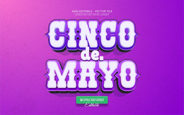 Efecto de texto al estilo de dibujos animados Cinco de Mayo