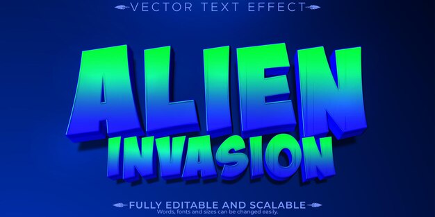 Efecto de texto alienígena editable espacio editable y estilo de texto extraterrestre