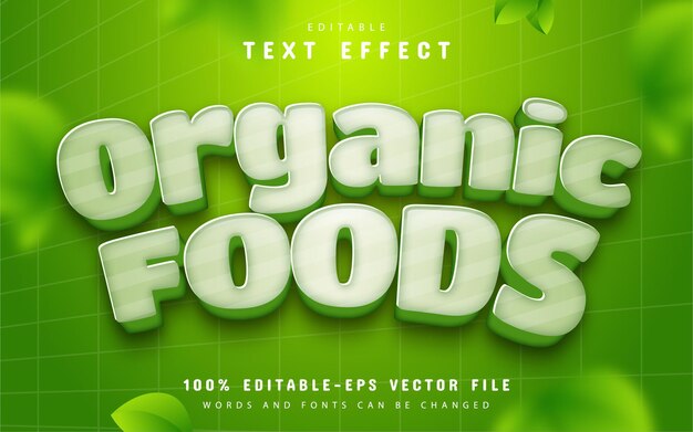 Efecto de texto de alimentos orgánicos editable.