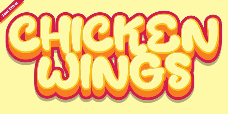 Vector efecto de texto de alitas de pollo